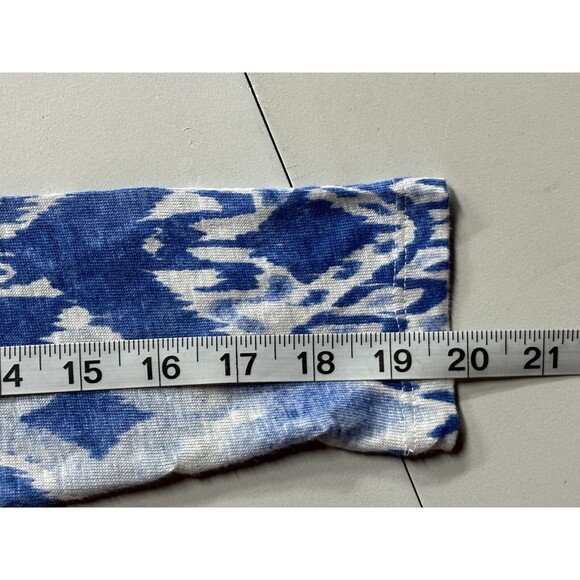 Chico Ikat Linen Split-Neck Top 100% Linen Size 0 / Small BG2263 - Picture 10 of 12